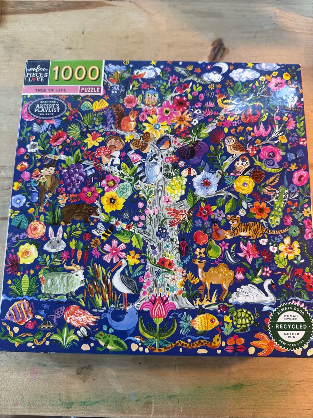 Eeboo 1000-Piece 'Tree of Life' Puzzle - Colorful Blue Artwork